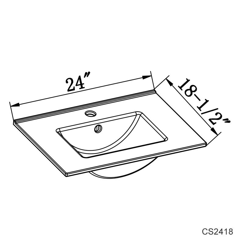 Sigge 24" Freestanding Bathroom Vanity with Ceramic Integrated Sink Top