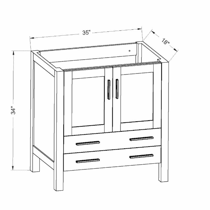 Sigge 36" Freestanding Bathroom Vanity with Ceramic Integrated Sink Top