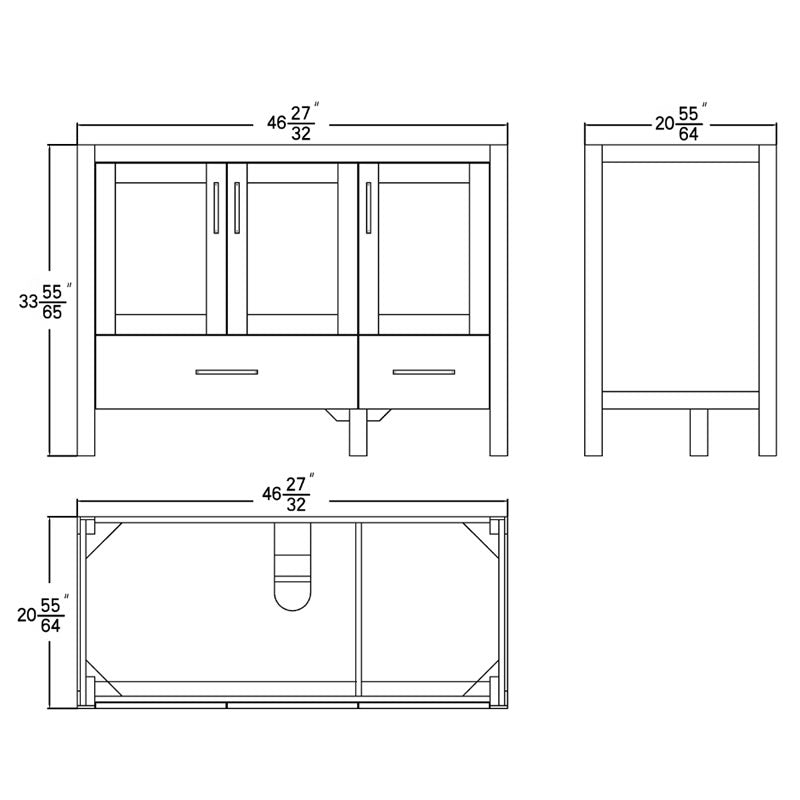Lilja 48" Freestanding Bathroom Vanity with Carrara Quartz Top and Porcelain Undermount Sink