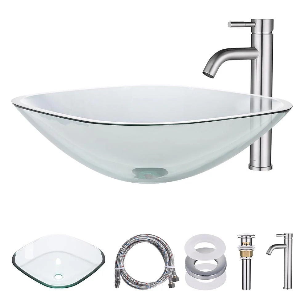 Courtney Tempered Glass Vessel Bathroom Sink