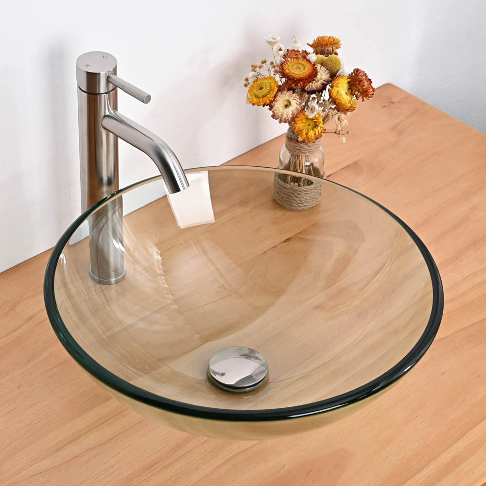 Emmett Tempered Glass Vessel Bathroom Sink