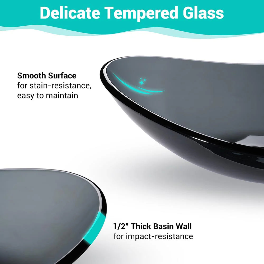 Declan Tempered Glass Vessel Bathroom Sink