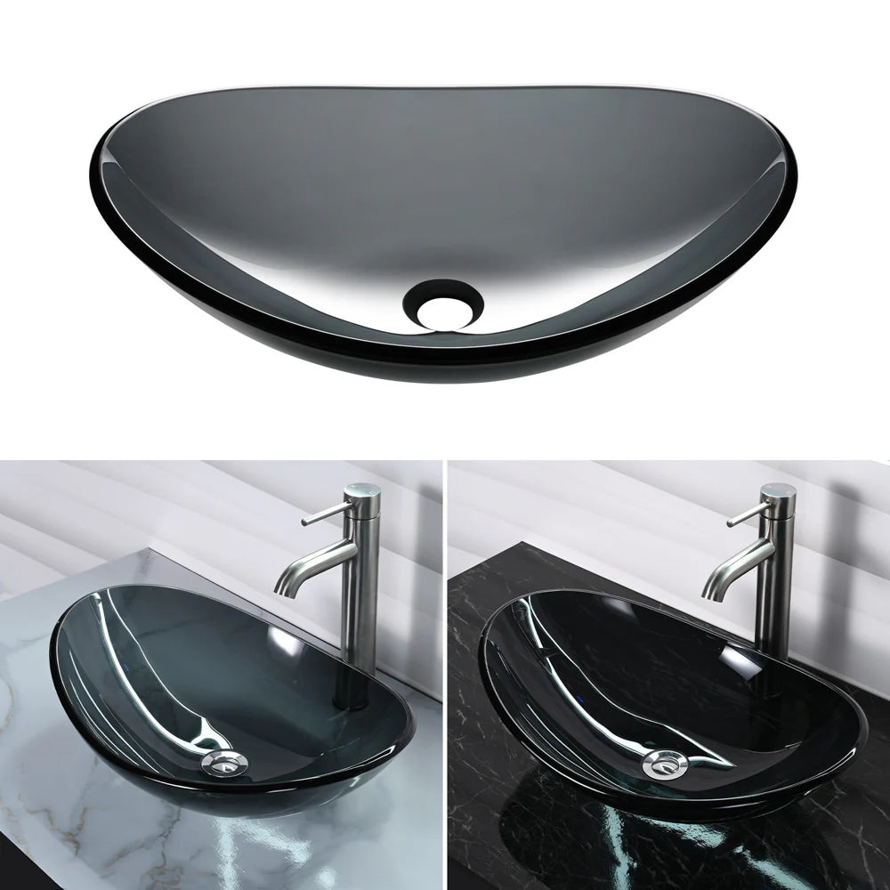 Declan Tempered Glass Vessel Bathroom Sink