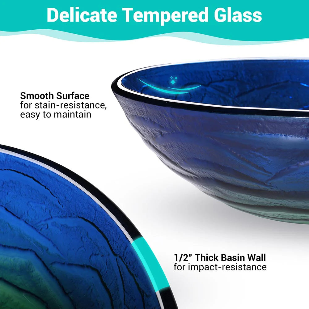 Ronan Tempered Glass Vessel Bathroom Sink
