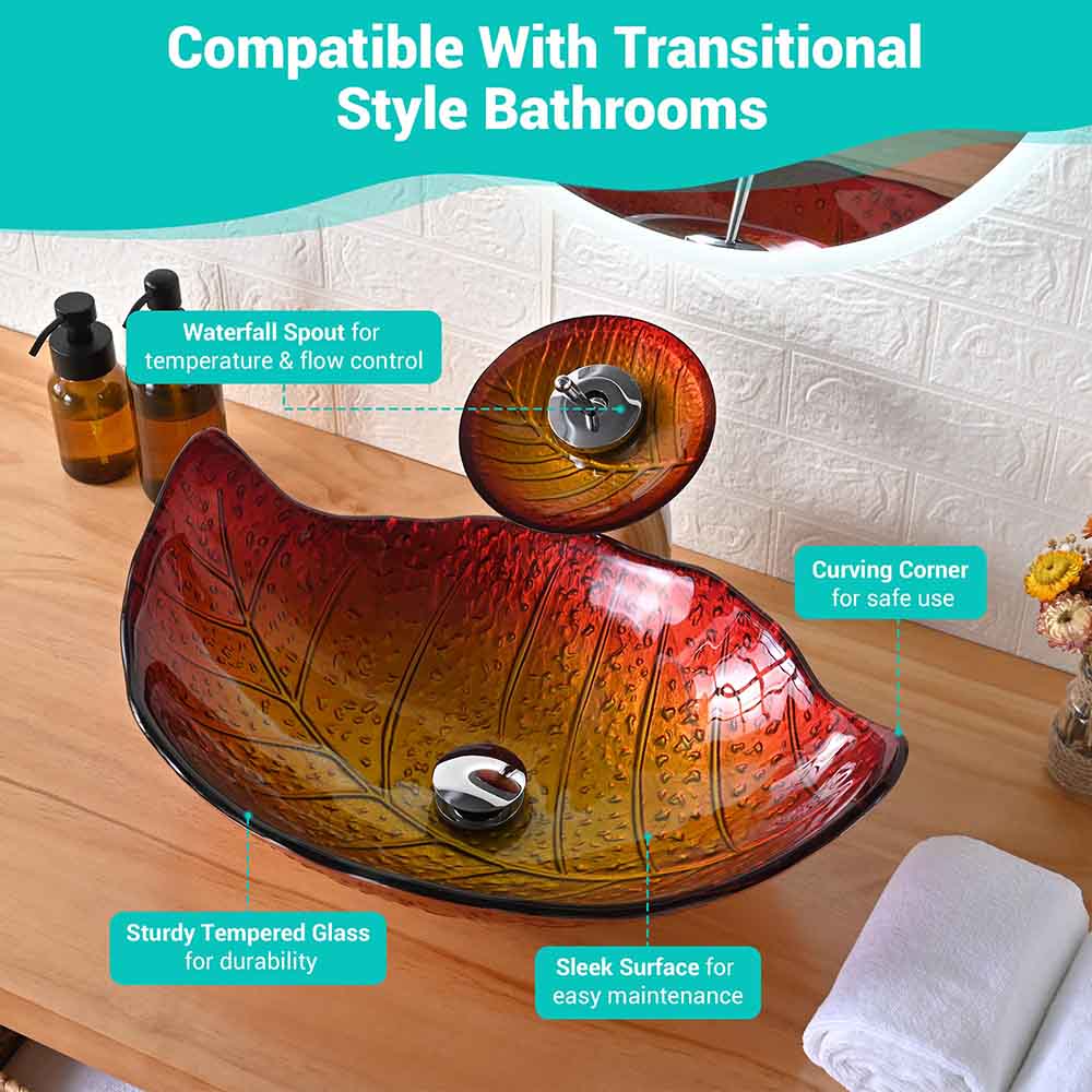 Simeon Tempered Glass Vessel Bathroom Sink