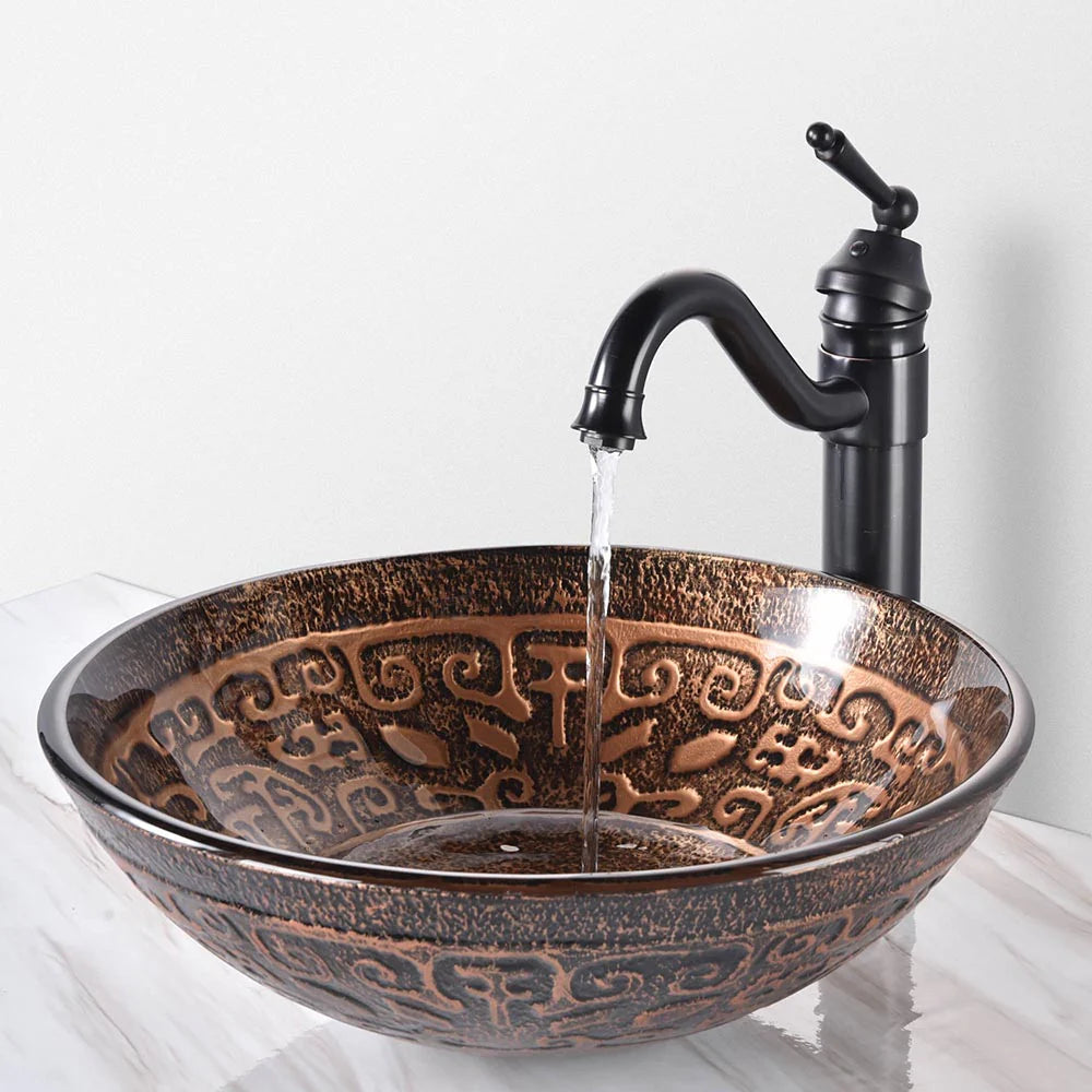 Navaeh Tempered Glass Vessel Bathroom Sink