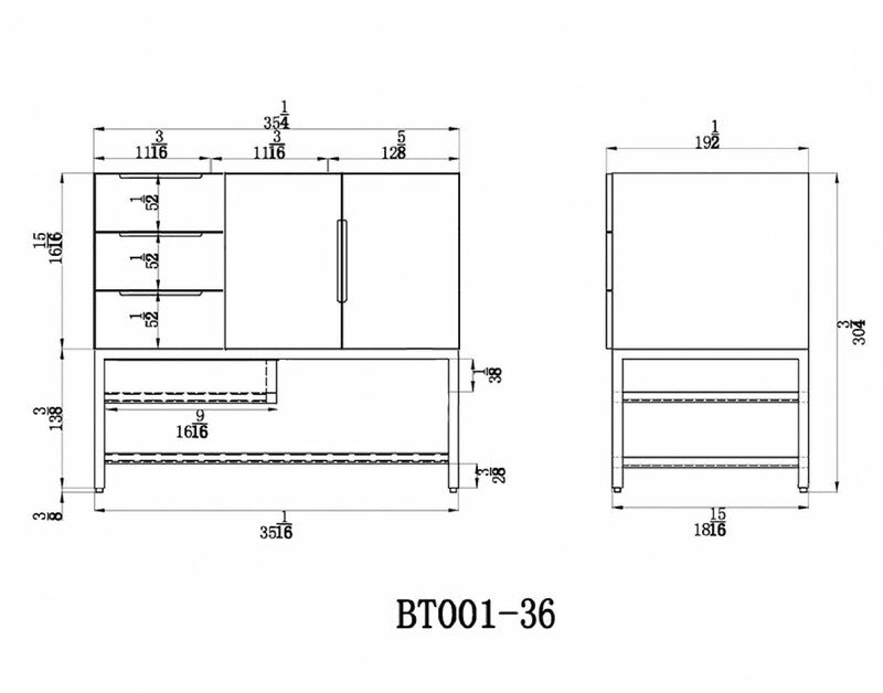 Bethany 36" Freestanding Bathroom Vanity with Reinforced Acrylic Integrated Sink Top