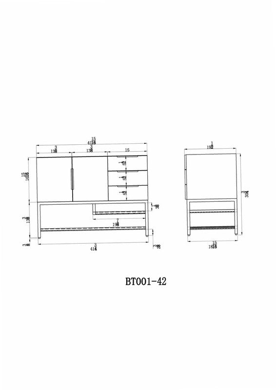 Bethany 42" Freestanding Bathroom Vanity with Reinforced Acrylic Integrated Sink Top