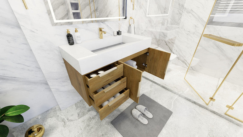 Bethany 42" Wall Mounted Bathroom Vanity with Reinforced Acrylic Integrated Sink Top