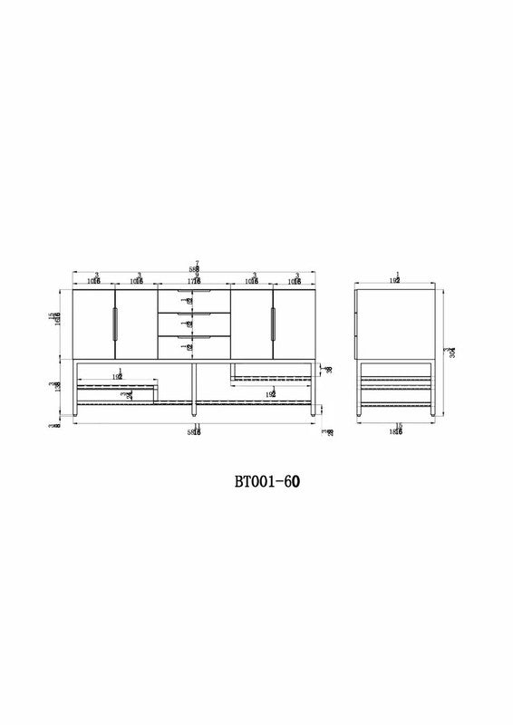 Bethany 60" Freestanding Bathroom Vanity with Reinforced Acrylic Integrated Sink Top