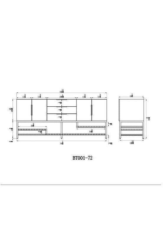 Bethany 72" Freestanding Bathroom Vanity with Reinforced Acrylic Integrated Sink Top