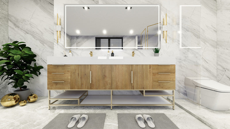 Bethany 84" Freestanding Bathroom Vanity with Reinforced Acrylic Integrated Sink Top