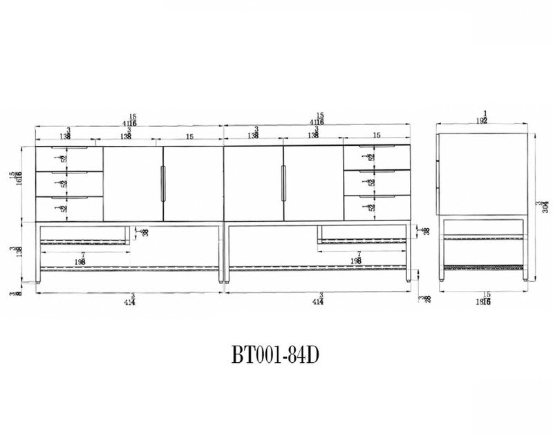 Bethany 84" Freestanding Bathroom Vanity with Reinforced Acrylic Integrated Sink Top