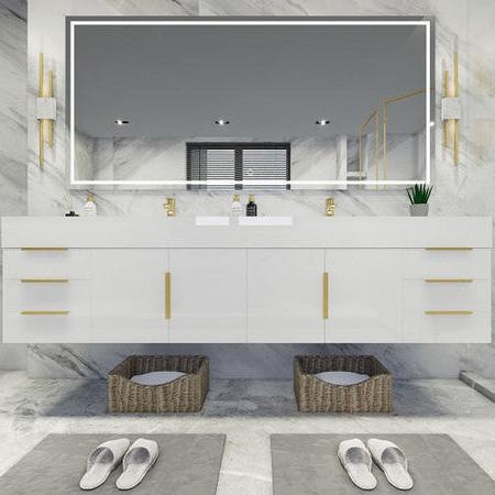 Bethany 84" Wall Mounted Bathroom Vanity with Reinforced Acrylic Integrated Sink Top