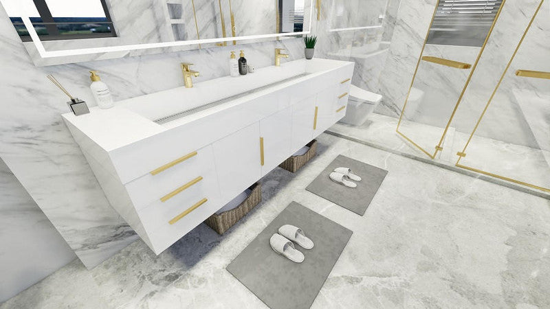 Bethany 84" Wall Mounted Bathroom Vanity with Reinforced Acrylic Integrated Sink Top
