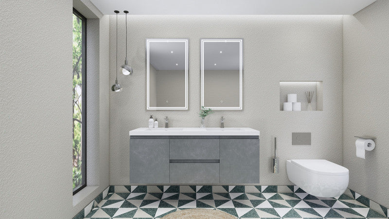 Bohemia Lina 60" Wall Mounted Bathroom Vanity with Reinforced Acrylic Integrated Sink Top