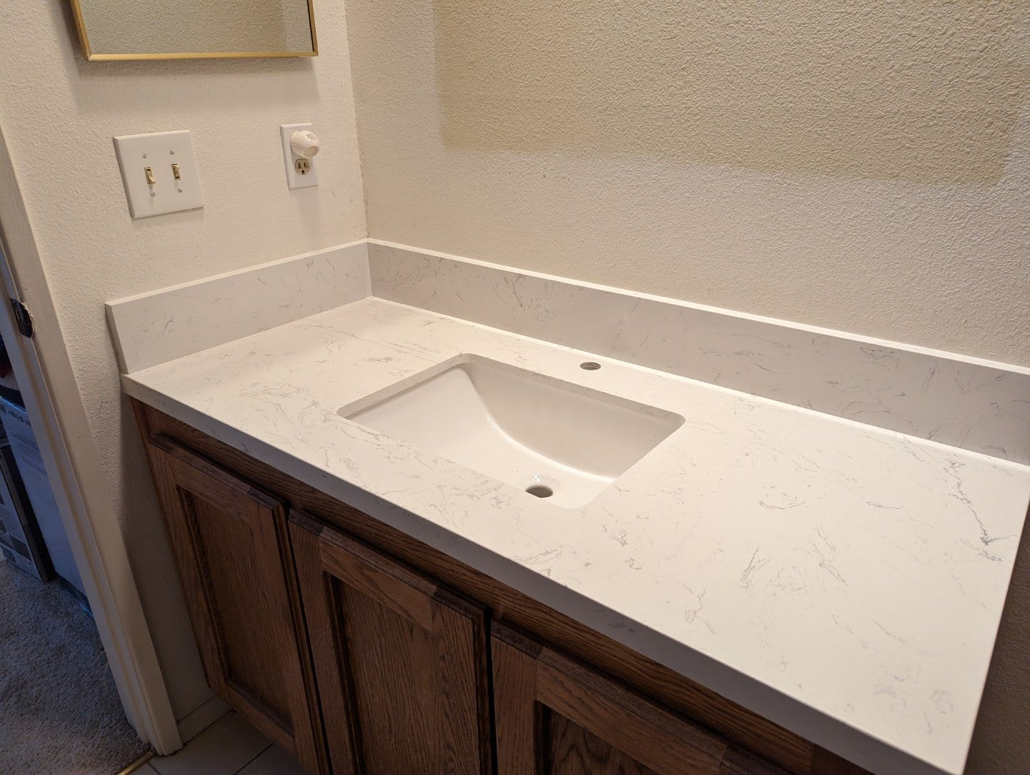 White Carrara Engineered Marble Vanity Top