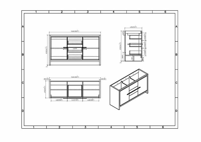 Dolce 60" Freestanding Bathroom Vanity with Reinforced Acrylic Integrated Sink Top