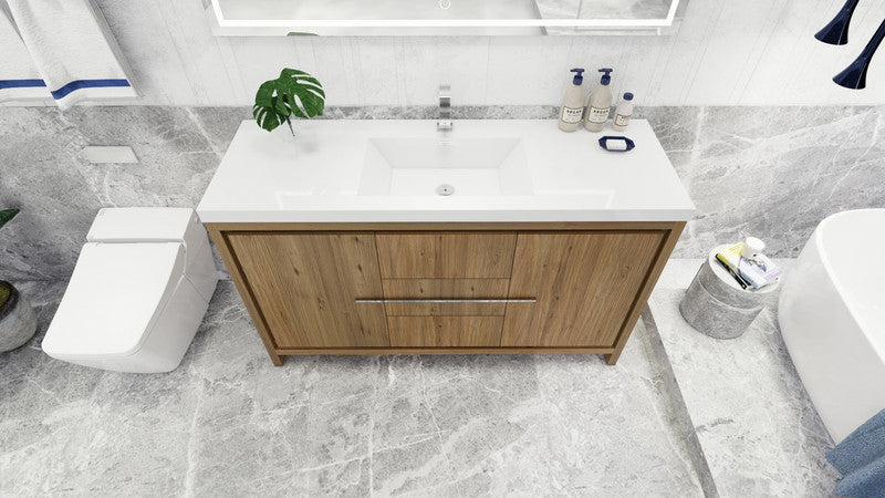 Dolce 60" Freestanding Bathroom Vanity with Reinforced Acrylic Integrated Sink Top
