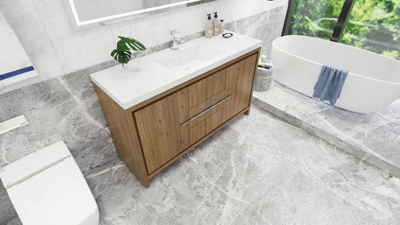 Dolce 60" Freestanding Bathroom Vanity with Reinforced Acrylic Integrated Sink Top