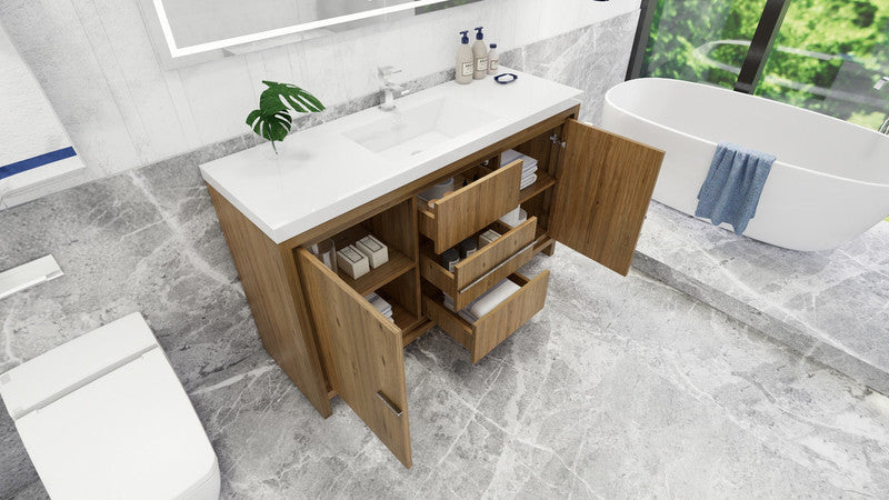 Dolce 60" Freestanding Bathroom Vanity with Reinforced Acrylic Integrated Sink Top