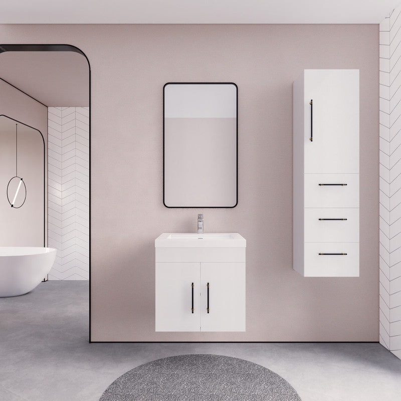 Elsa 24" Wall Mounted Bathroom Vanity with Reinforced Acrylic Integrated Sink Top