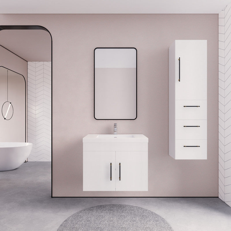 Elsa 30" Wall Mounted Bathroom Vanity with Reinforced Acrylic Integrated Sink Top
