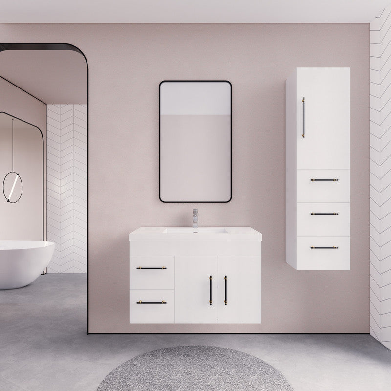 Elsa 36" Wall Mounted Bathroom Vanity with Reinforced Acrylic Integrated Sink Top