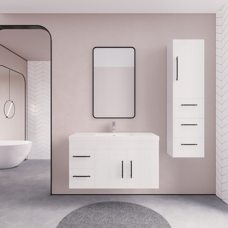 Elsa 42" Wall Mounted Bathroom Vanity with Reinforced Acrylic Integrated Sink Top