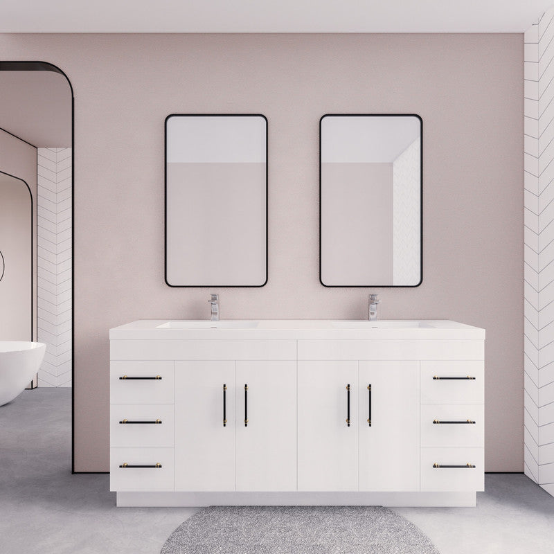 Elsa 72" Freestanding Bathroom Vanity with Reinforced Acrylic Integrated Sink Top