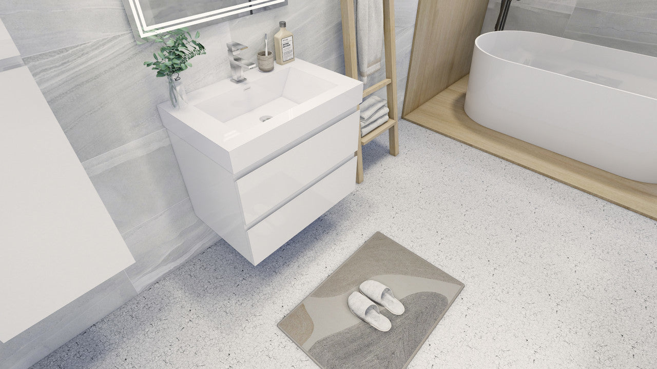 Fortune 30" Wall Mounted Bathroom Vanity with Reinforced Acrylic Integrated Sink Top