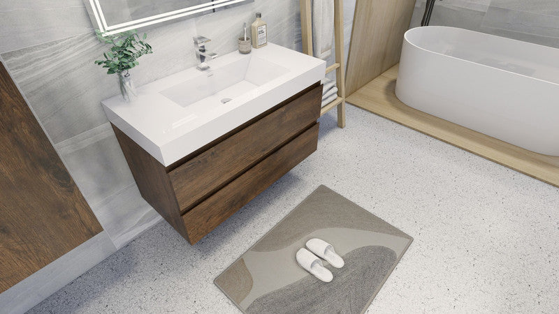 Fortune 42" Wall Mounted Bathroom Vanity with Reinforced Acrylic Integrated Sink Top