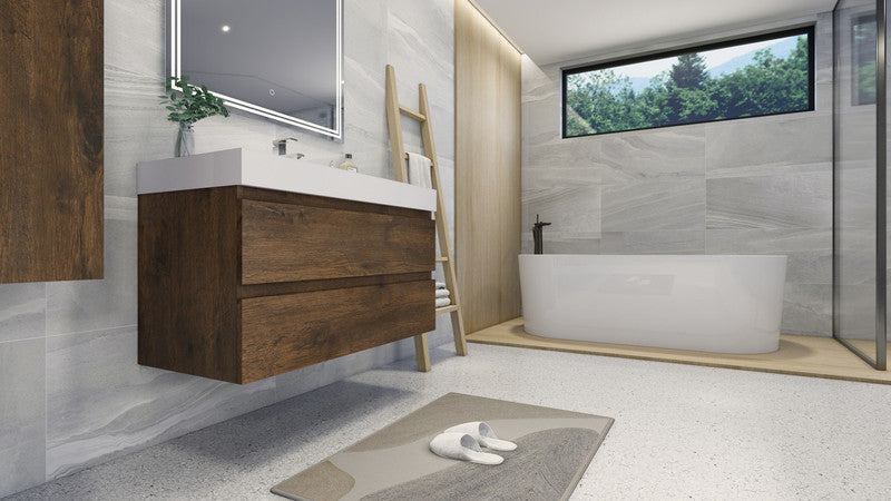 Fortune 42" Wall Mounted Bathroom Vanity with Reinforced Acrylic Integrated Sink Top