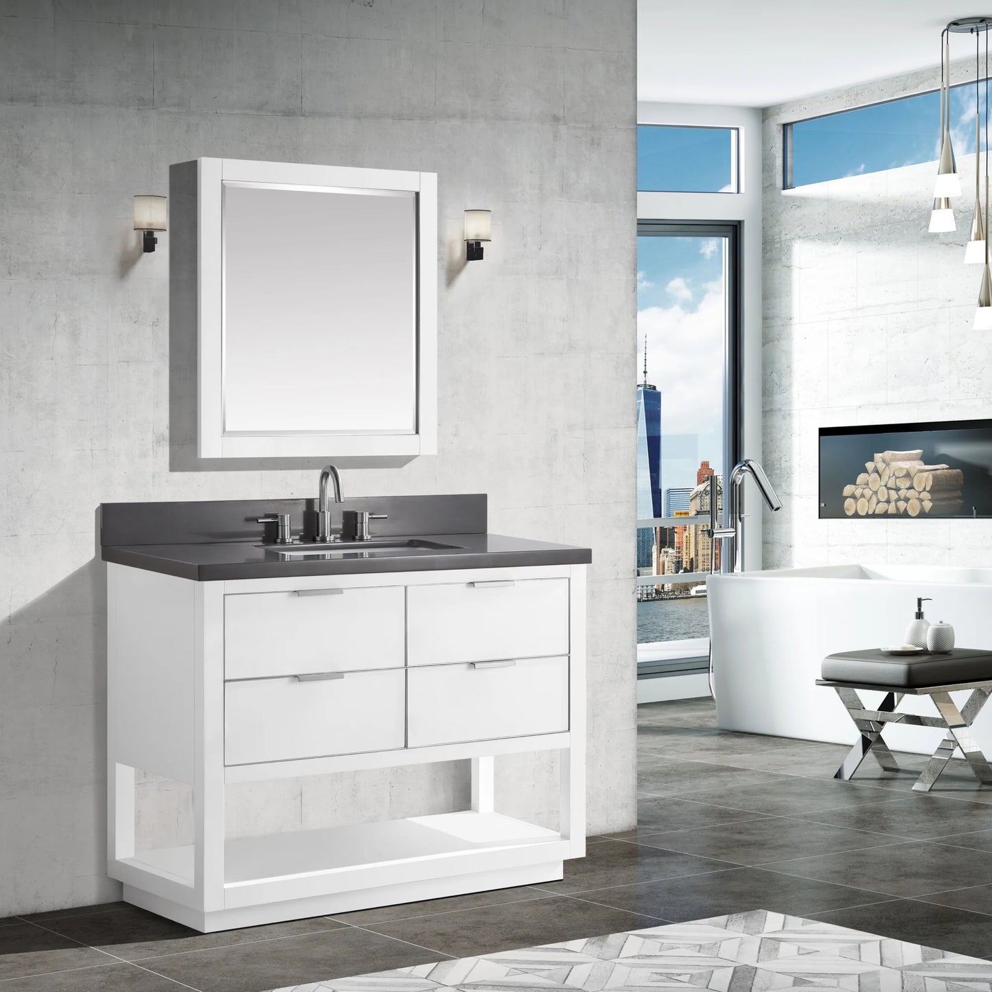 Allie 42" Freestanding Bathroom Vanity with Stone Top and Vitreous China Undermount Sink