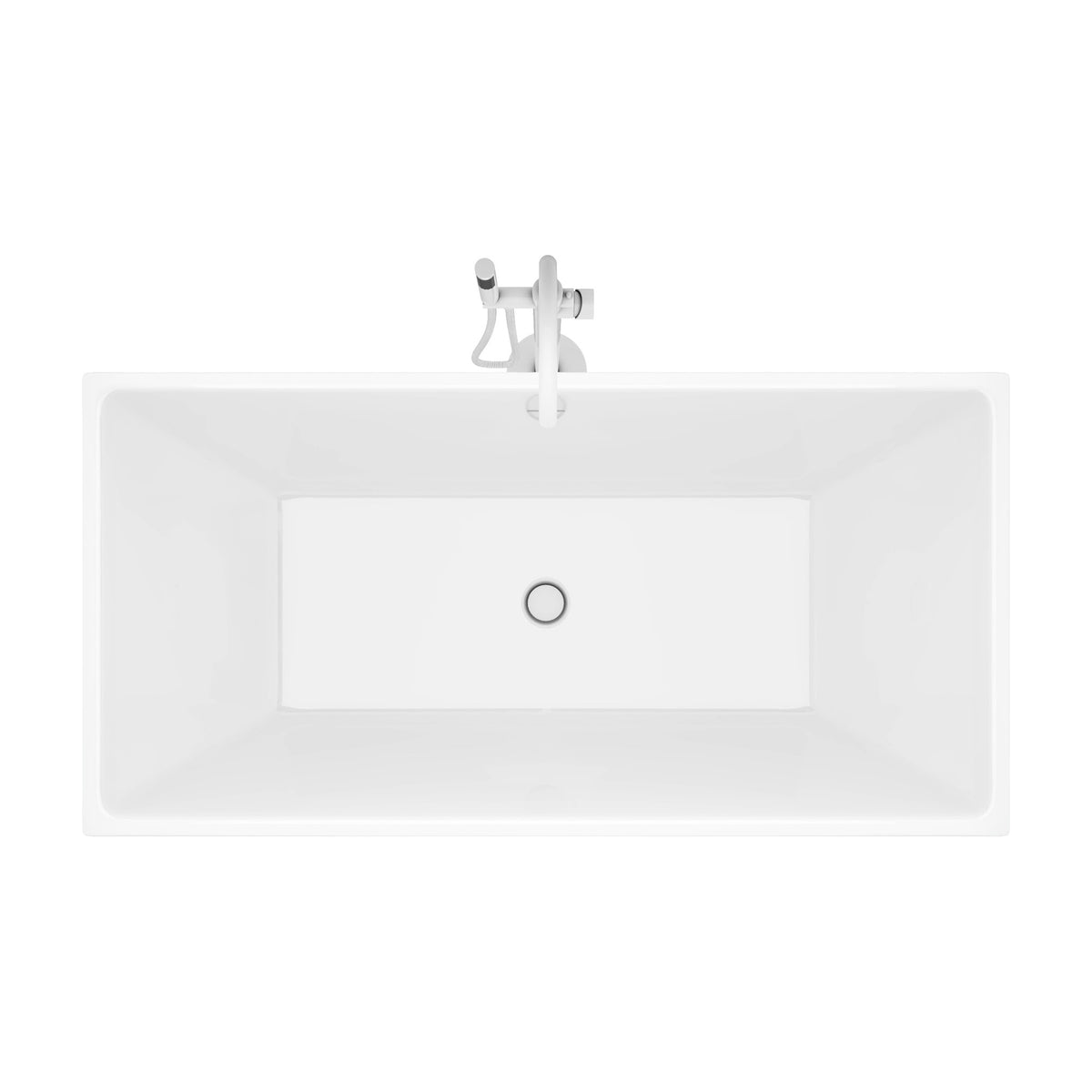 Allure 59 inch rectangular freestanding acrylic bathtub in gloss white