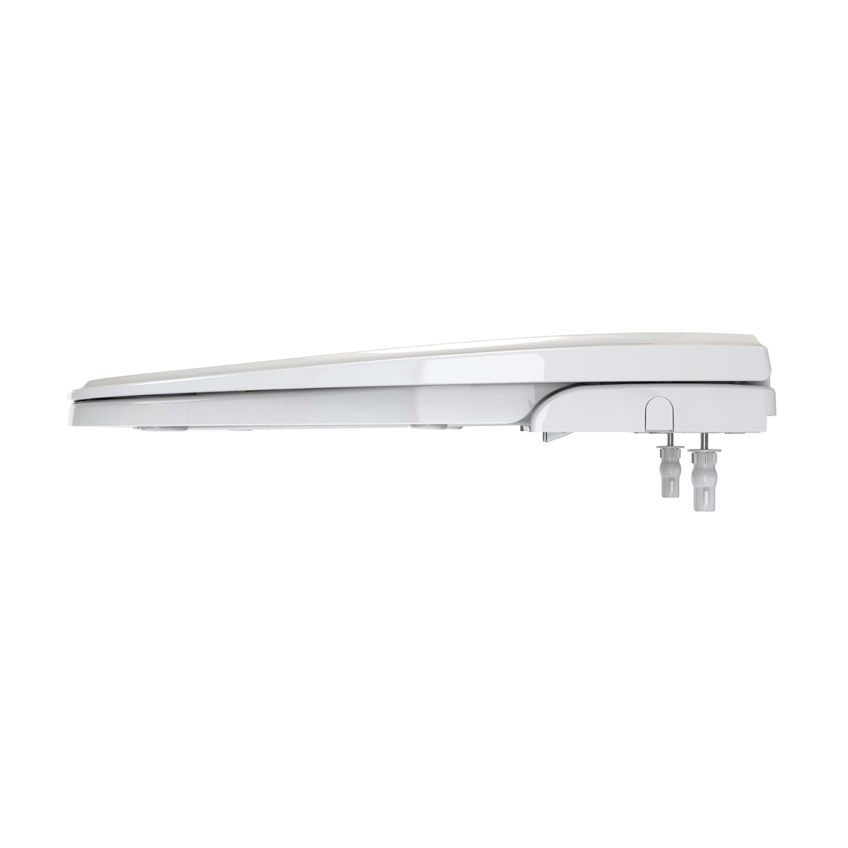 Aqua Swing non-electric bidet toilet seat in White, side profile