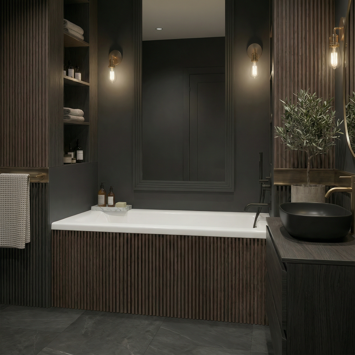 Prism 60 inch x 36 inch drop-in acrylic bathtub in white, shown in a styled setting