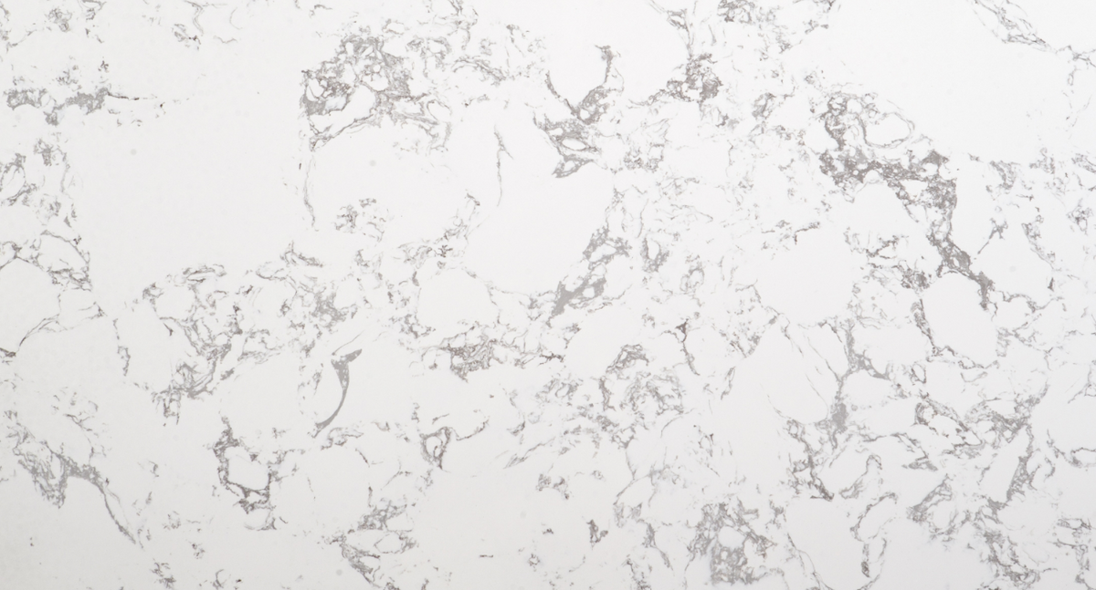 Calacatas White marble composite shower wall panel, delicate gray veining on white