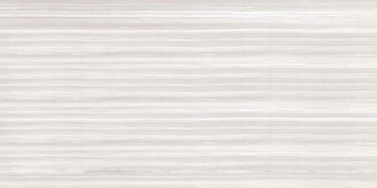 Silkwood White printed surface quartz slab, soft white base with fine linear silk grain, polished finish