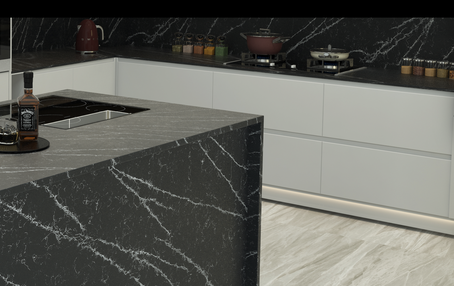 ES-Thunder Black Quartz Slab