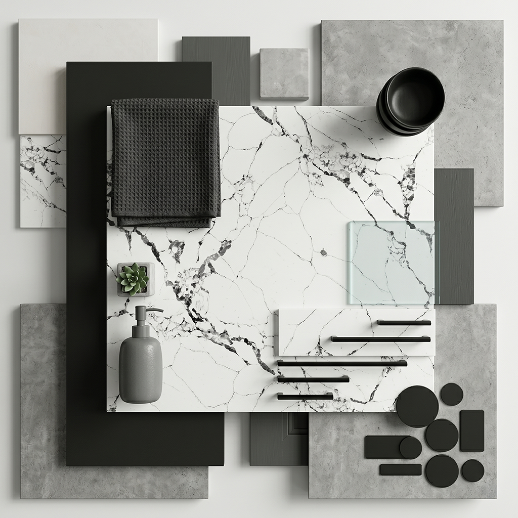 GM-Calacatta De Cascada Quartz Slab