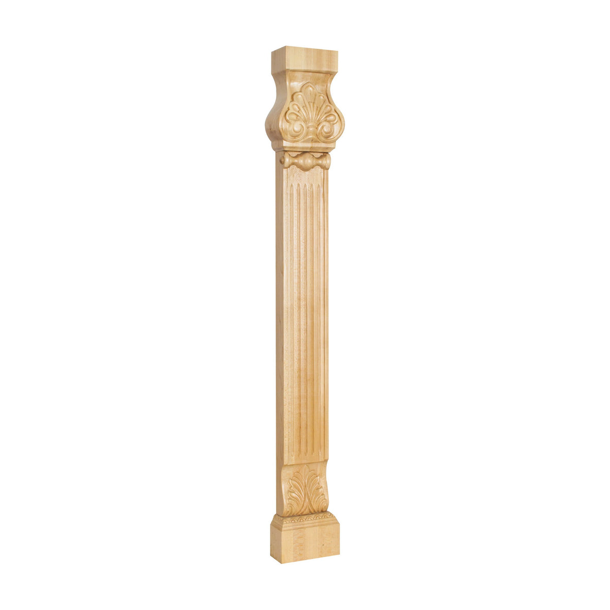 Acanthus & Shell Wood Pilaster, 35-1/2" Tall