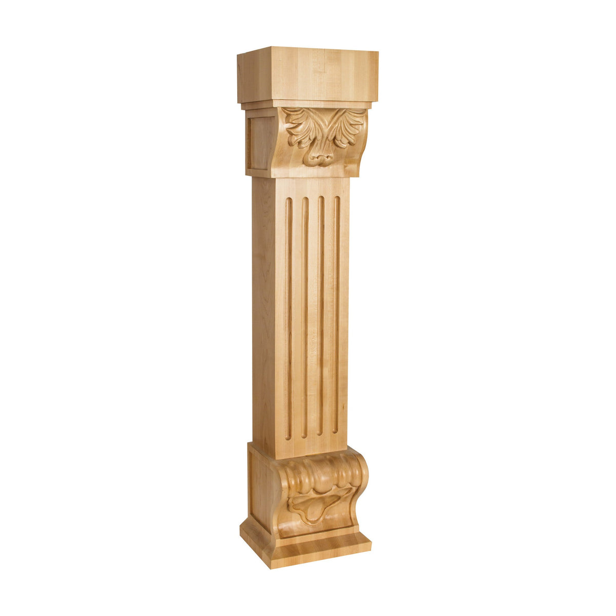 Acanthus Fluted Traditional Fireplace Wood Corbel, 8" x 7" x 36"