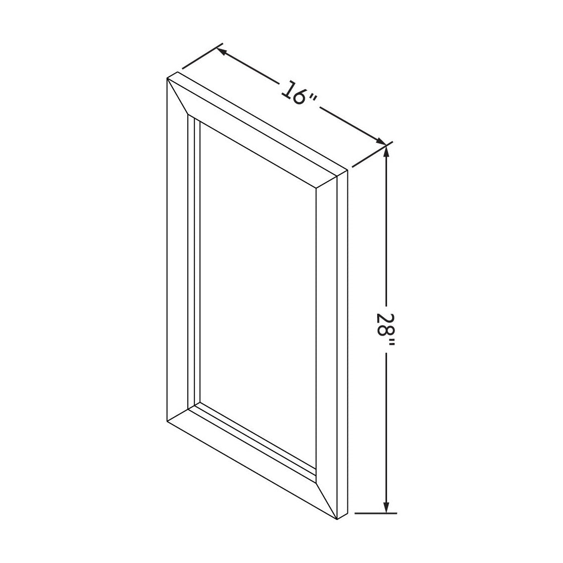 Cade Wood Framed Mirror, Grey, dimension drawing
