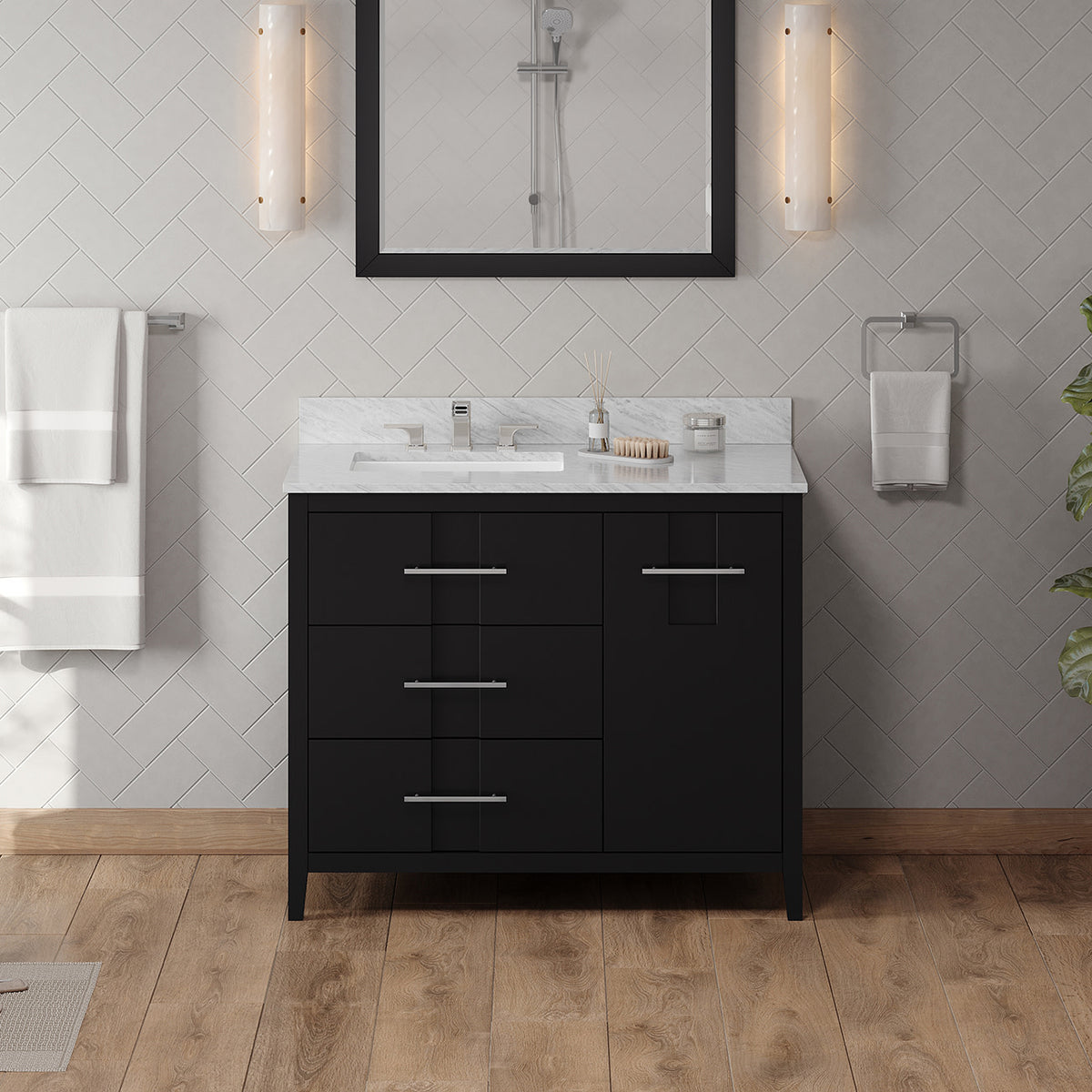 Katara 42" Left Offset Bowl Freestanding Bathroom Vanity, alternate view