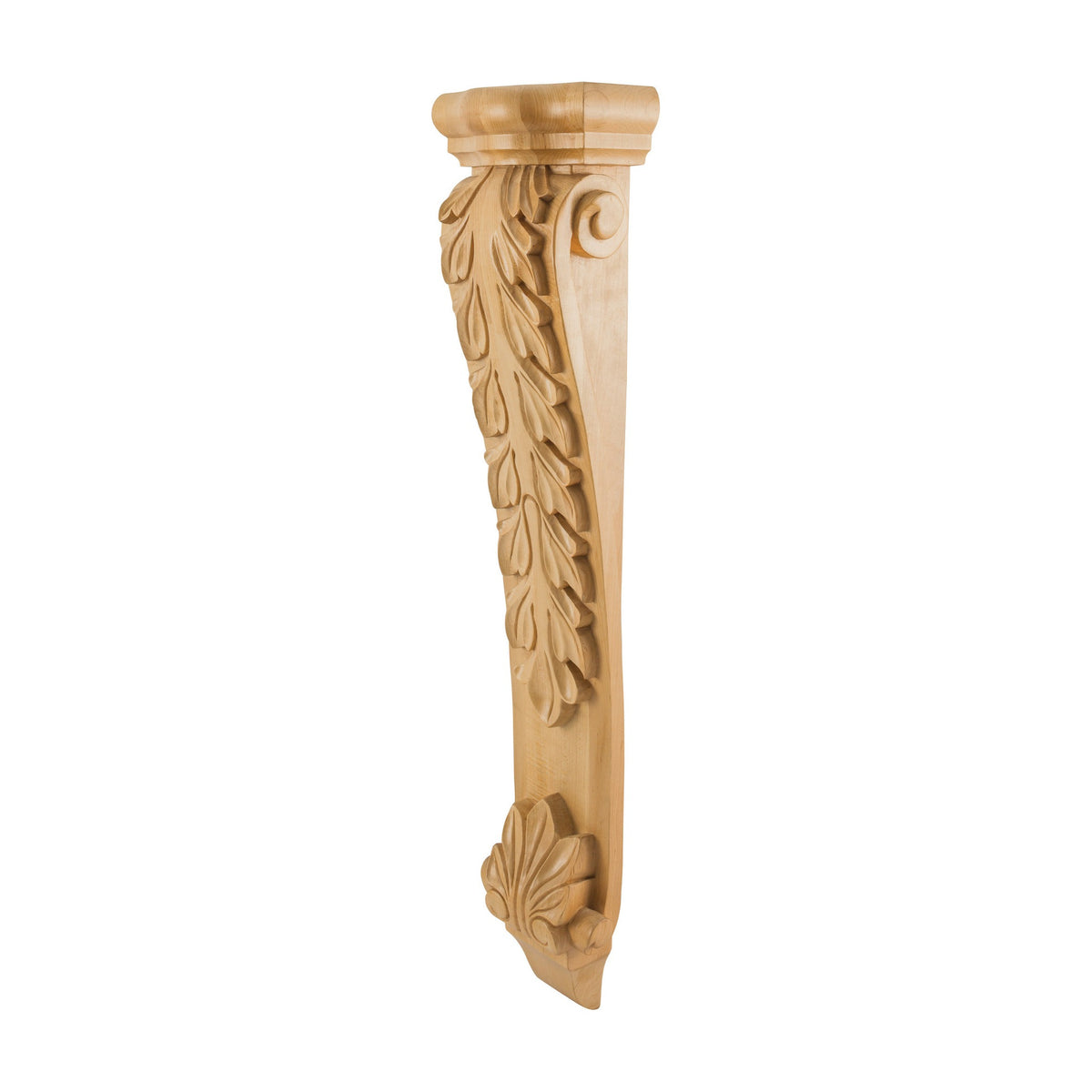 Low Profile Acanthus Wood Corbel, 8-1/2" x 4-3/4" x 35"