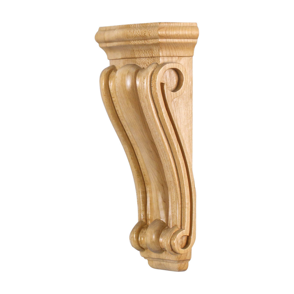 Low Profile Scrolled Wood Corbel, 3-7/8" x 2-1/2" x 10"