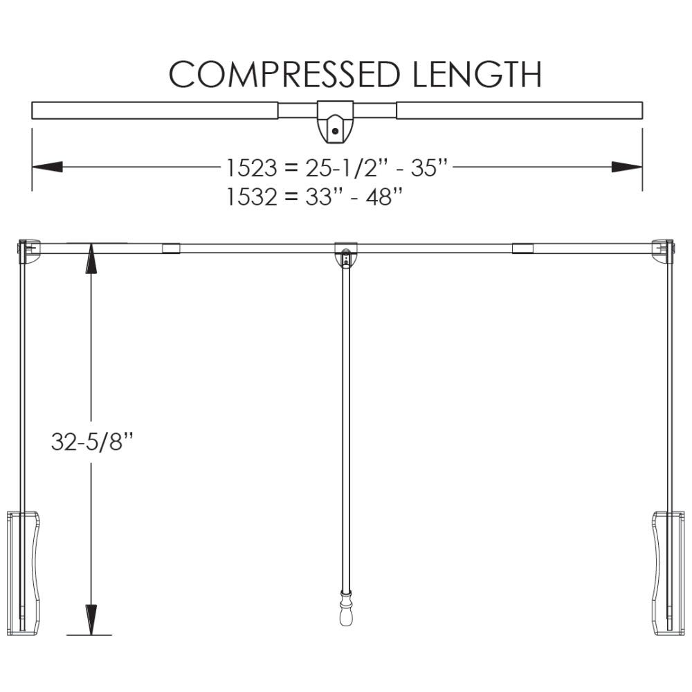 Nellie Soft-close Expandable Wardrobe Lift for 25-1/2" - 35" Openings