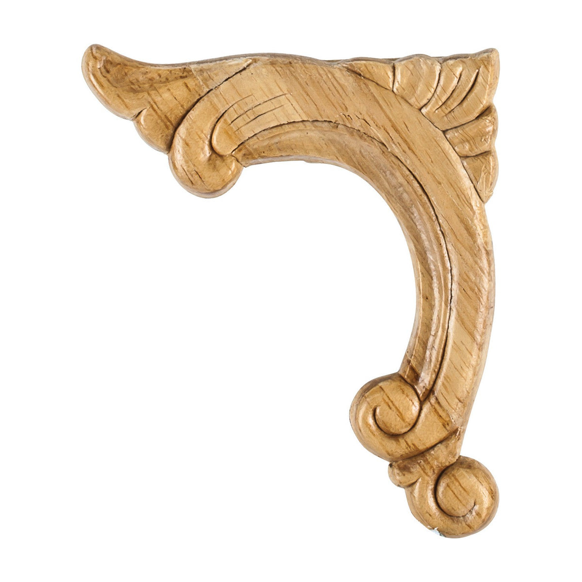 Pressed Acanthus Left Corner Wood Applique, 3-3/4" x 5/16" x 4-1/2"