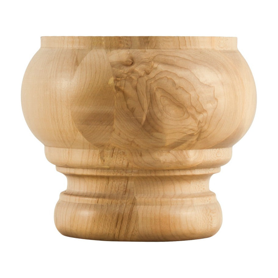 Reversible Turned Wood Bun Foot, 4-3/4" x 4"